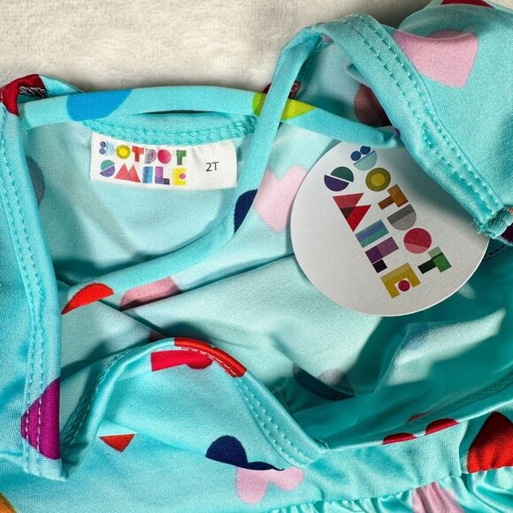 Dot Dot Smile Light Blue Heart Love Print Pink Red Blue Toddler Ballet Dress 2T - Picture 2 of 7